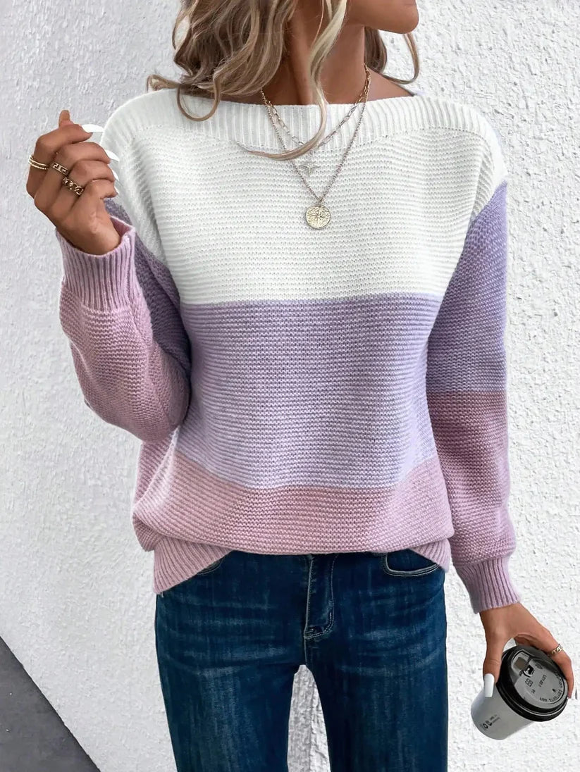 Clara - eleganter dreifarbiger patchwork-pullover