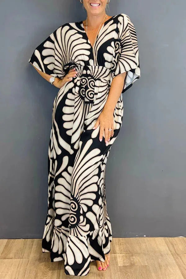 Sara – overall mit volantärmeln und blumen im vintage-stil