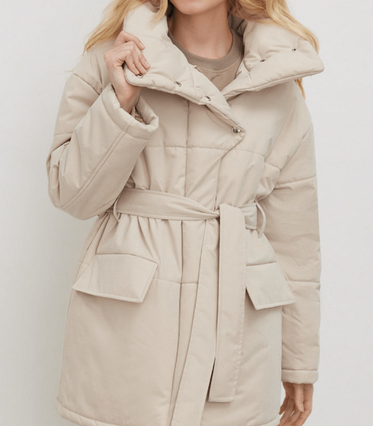 Vintage puffer-bürojacke mit gürtel - zuzanna