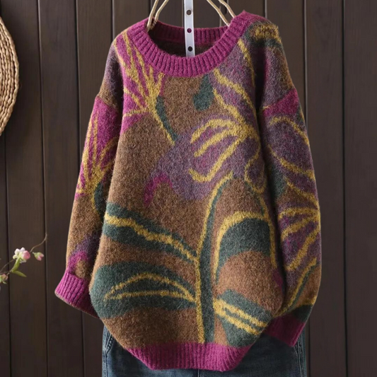 Patricia - eleganter pullover mit blumenmuster für damen