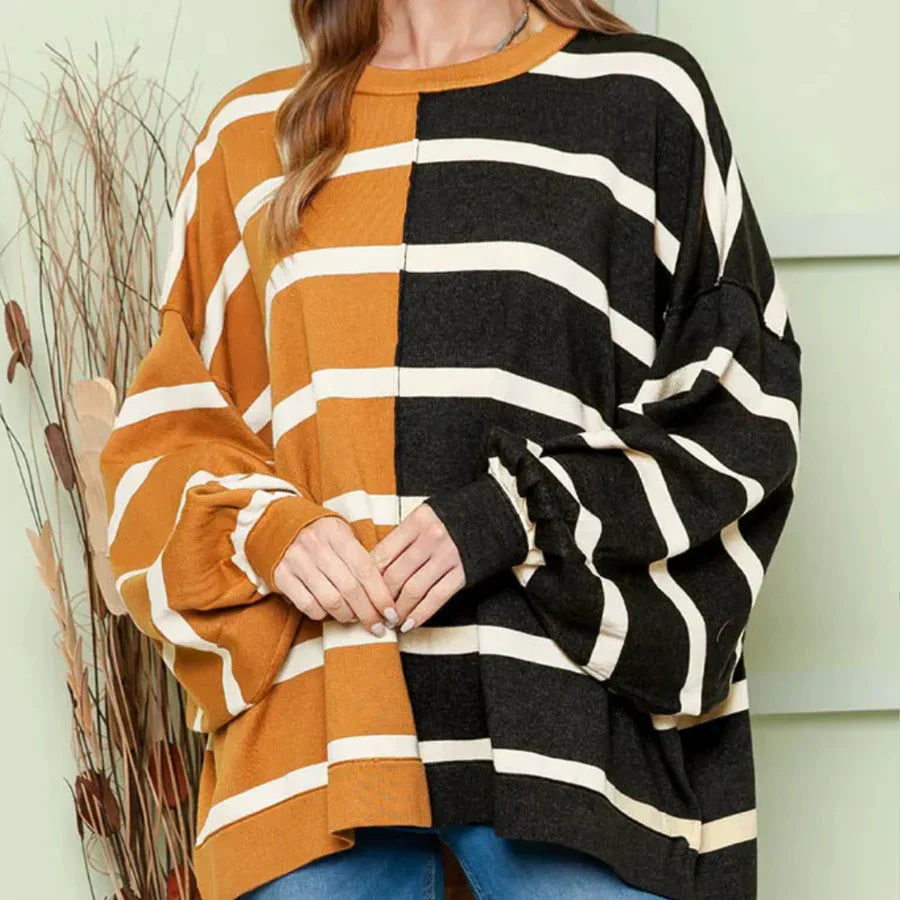 Victoria - stylischer gestreifter freizeitpullover für damen