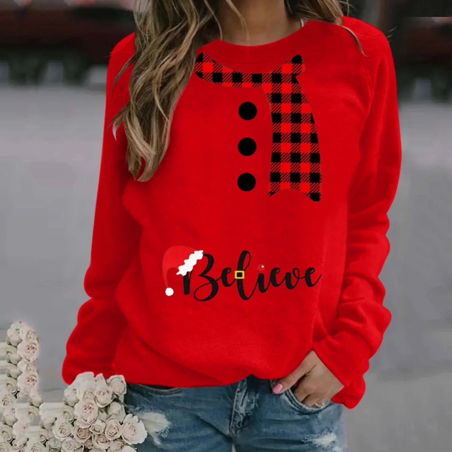 Lilys - Damenpullover Mit Weihnachtsmuster Und Langem Ärmel Aus Modal