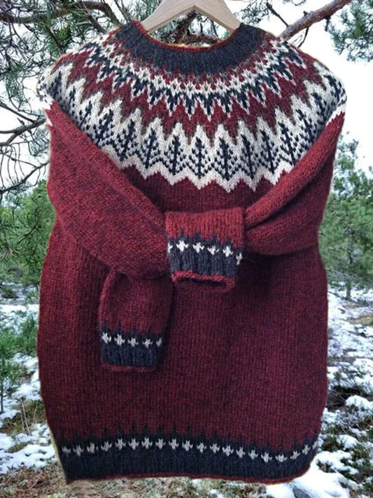 Sophia – vintage isländischer warmer rundhalsausschnitt