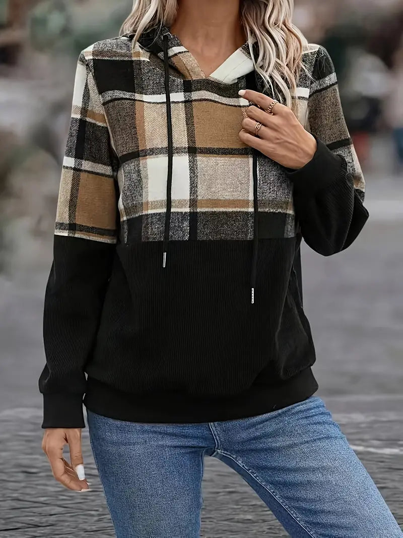 Morgan – karierter jawstring-hoodie für damen