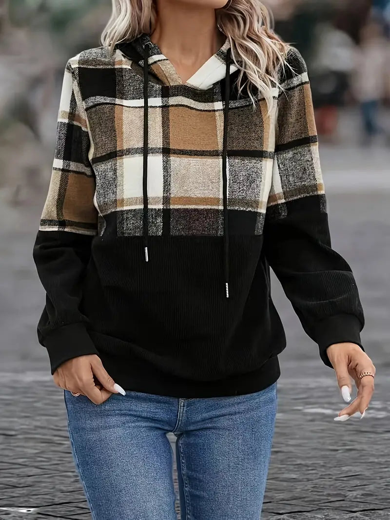 Morgan – karierter jawstring-hoodie für damen