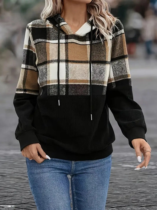 Morgan – karierter jawstring-hoodie für damen