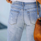 JUDY - Bequeme kurze Jeans Hose mit stylischem Blumen Design