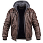 Stilvolle premium leder-winter-jacke mit kapuze