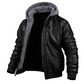 Stilvolle premium leder-winter-jacke mit kapuze