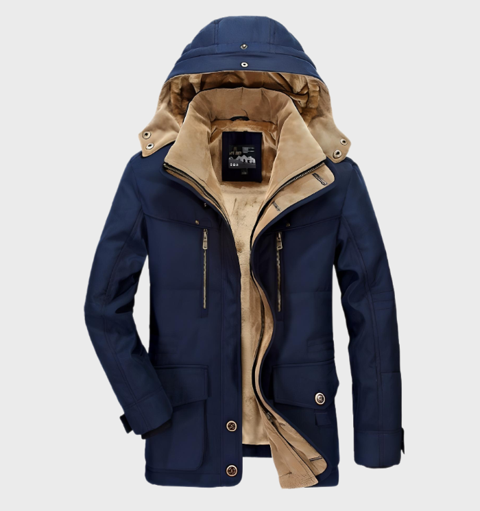 Nelson – dicke winterjacke für herren mit kapuze und tiefen taschen