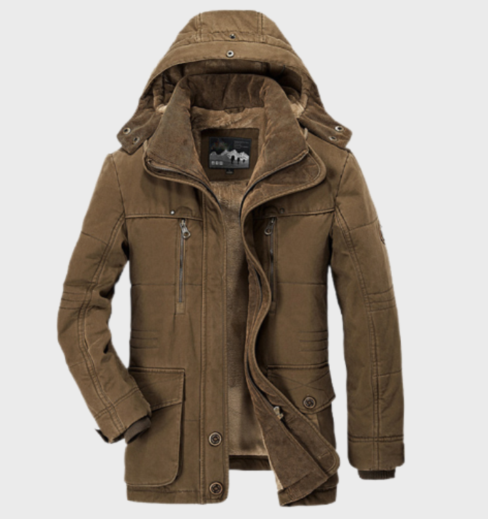 Nelson – dicke winterjacke für herren mit kapuze und tiefen taschen