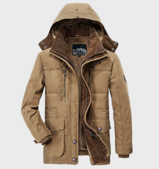 Nelson – dicke winterjacke für herren mit kapuze und tiefen taschen