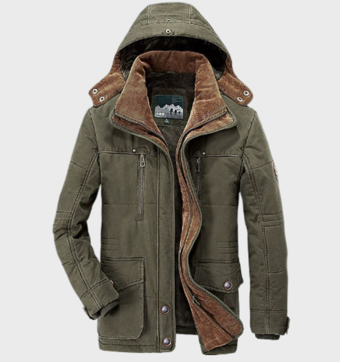 Nelson – dicke winterjacke für herren mit kapuze und tiefen taschen