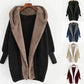 Charlottes - Plüschiger Damen Cardigan-Mantel Aus Farbiger Wollmischung Mit Kapuze Und Lockerer Passform