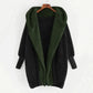 Charlottes - Plüschiger Damen Cardigan-Mantel Aus Farbiger Wollmischung Mit Kapuze Und Lockerer Passform