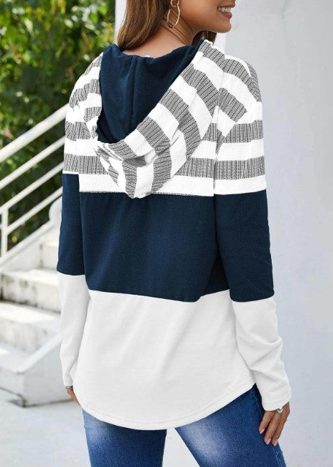 Zoe – langärmliger kapuzenpullover mit streifenfarbe