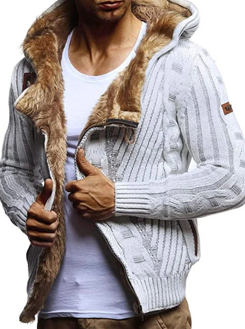 Lucian – kapuzenpullover aus fleece mit reibverschluss für herren