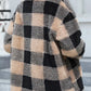 Zoey - karierter Teddymantel mit Flicken für Damen