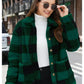 Zoey - karierter Teddymantel mit Flicken für Damen