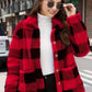 Zoey - karierter Teddymantel mit Flicken für Damen