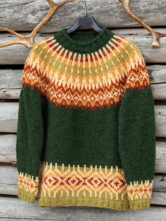 Ryan – warmer vintage-pullover mit rundhalsausschnitt